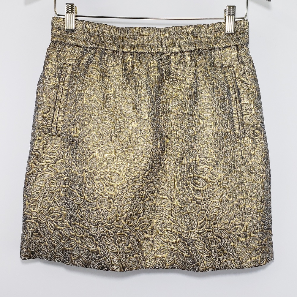 Ann Taylor LOFT Gold Embroidered Skirt, Size PS‎